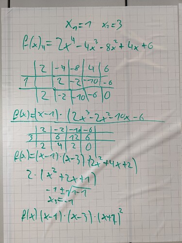 Polynome, Polynomdivision mit dem Horner Schema